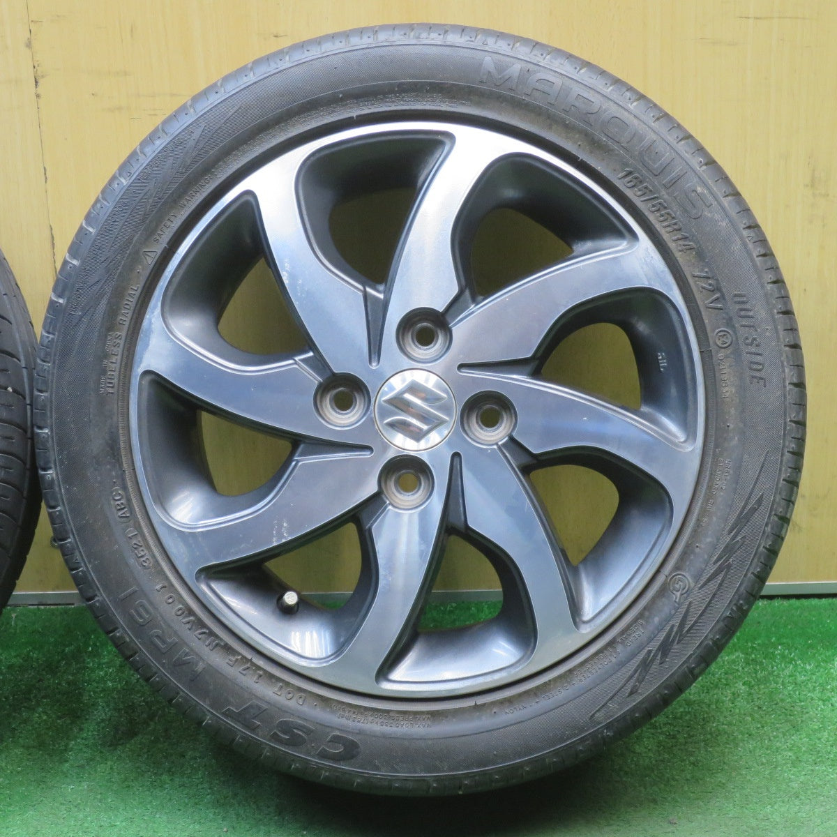 バリ溝！22年！9.5分★スズキ パレット 純正 165/55R14 マーキス CST MR61 14インチ PCD100/4H★6032702NJノ