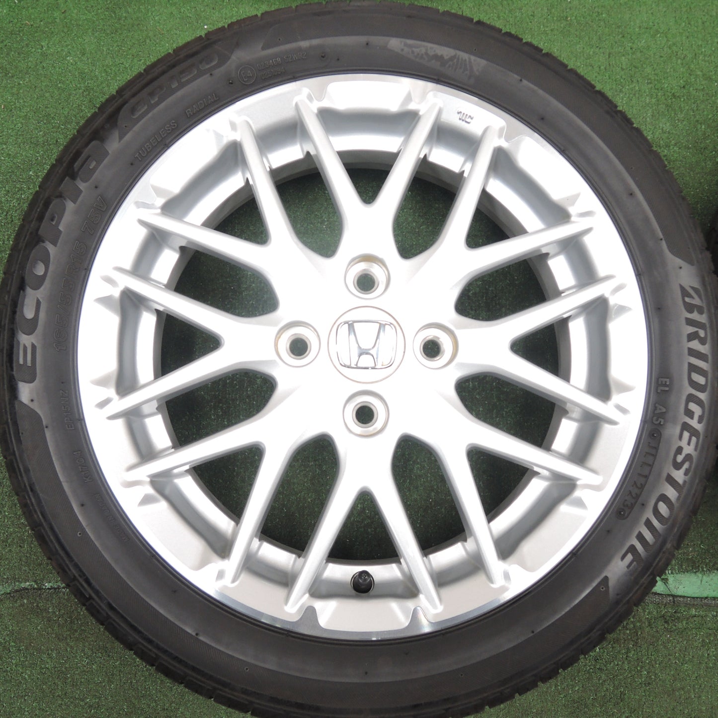 *送料無料* ほぼ新車外し！23年！★ホンダ N-BOX カスタム 純正 165/55R15 ブリヂストン エコピア EP150 15インチ PCD100/4H★4032401HAノ
