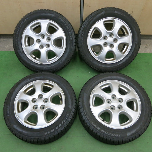 バリ溝！8.5分★スバル レガシィ 純正 195/60R15 スタッドレス ピレリ アイスコントロール 15インチ PCD100/5H★5042203ナス