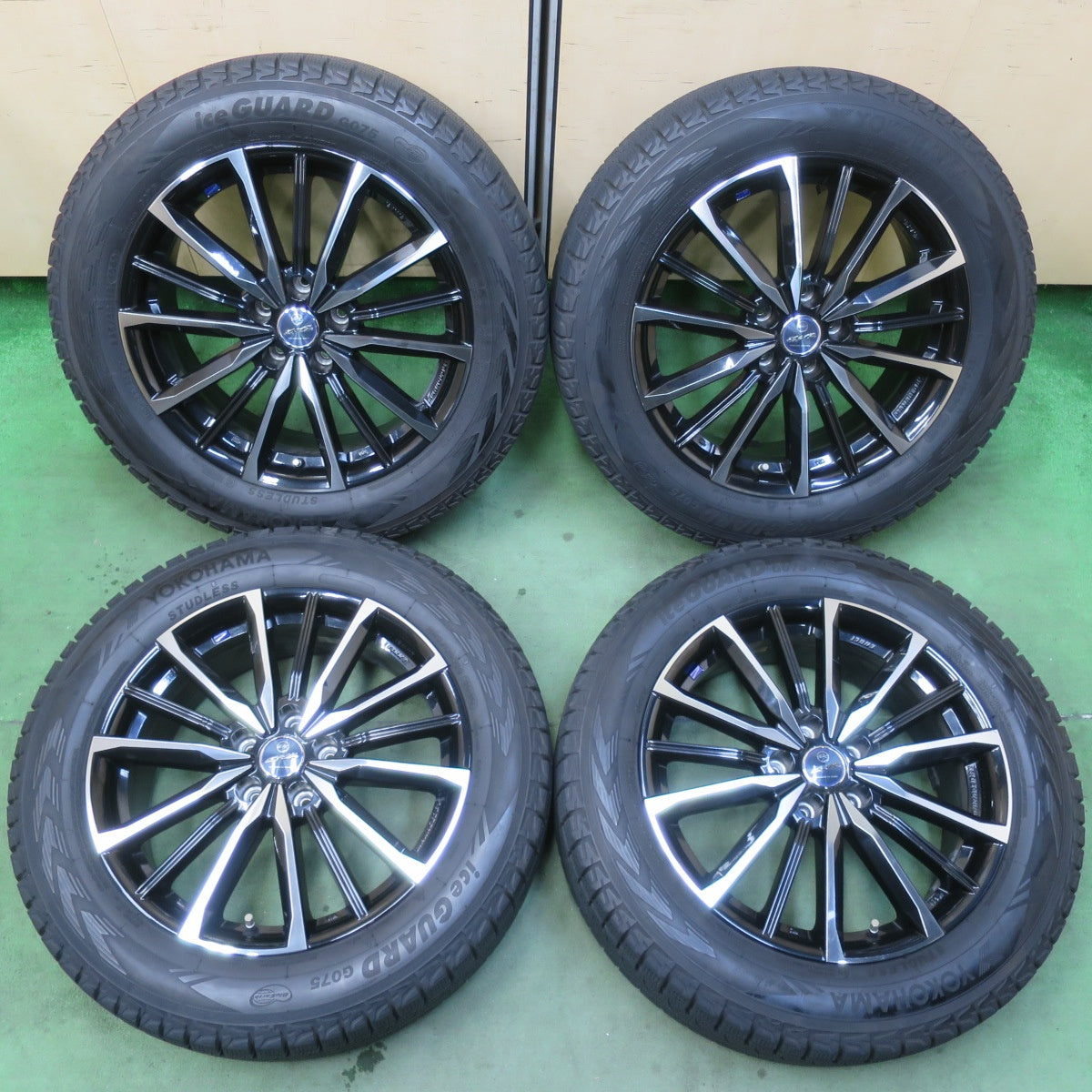 バリ溝！キレイ！9.5分★スタッドレス 225/60R18 ヨコハマ アイスガード G075 SMACK ENKEI スマック エンケイ 18インチ PCD114.3/5H★6011004イス