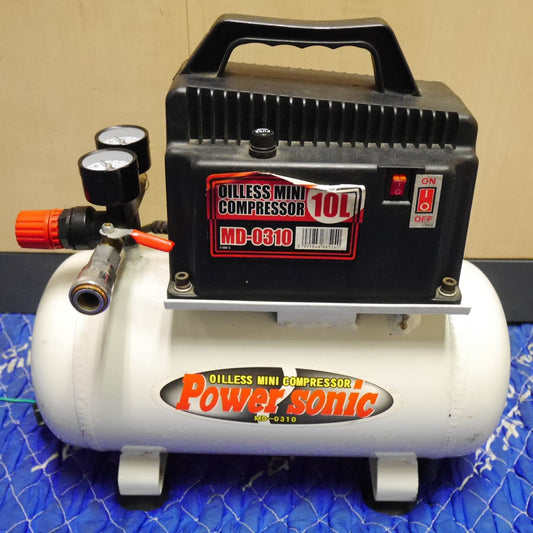 [送料無料] ☆パオック PAOCK オイルレス ミニ コンプレッサー MD-0310 10L コード式 エアー ツール 工具 パワーソニック☆