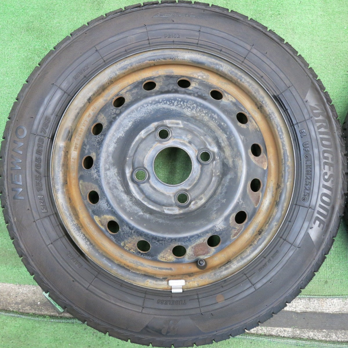 バリ溝！25年！ほぼ10分◎155/65R13 ブリヂストン NEWNO スチール ホイール ニューノ 13インチ PCD100/4H◎6082706HAノ