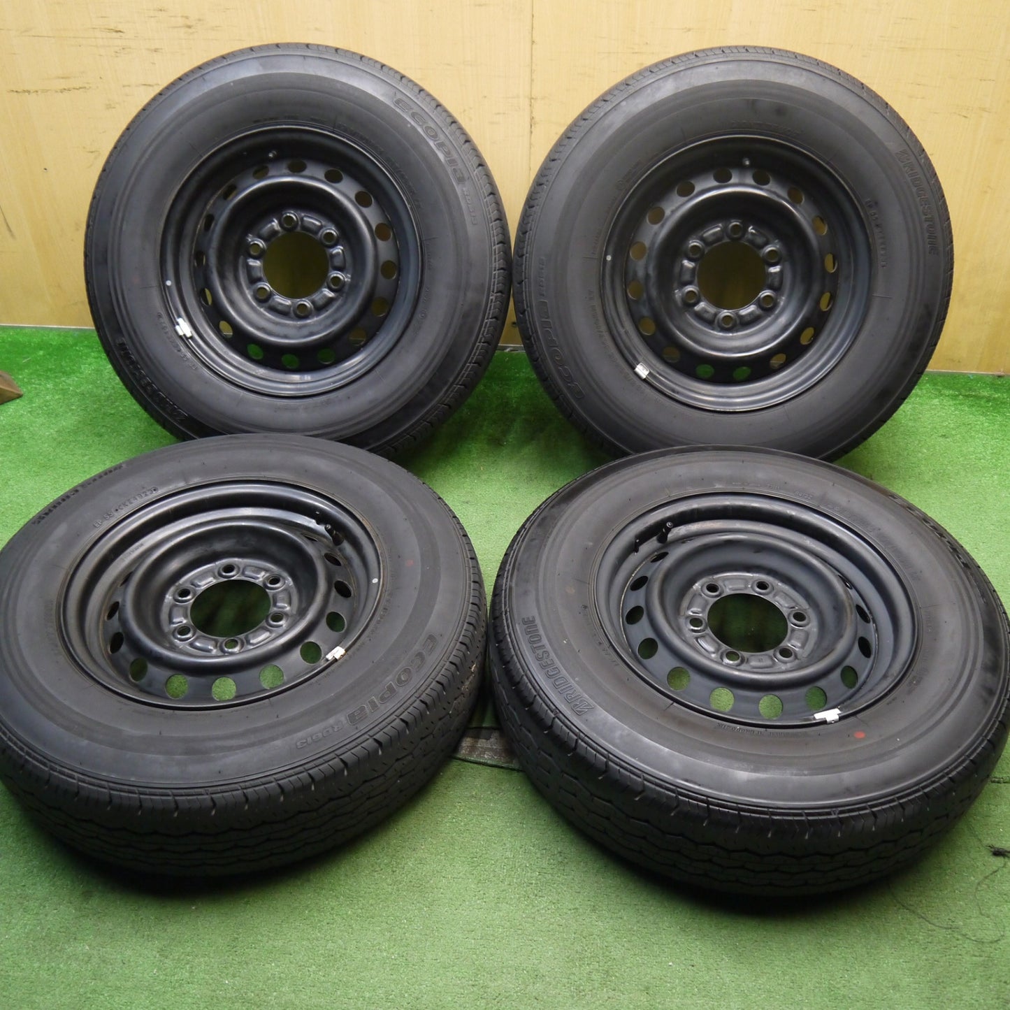 バリ溝！23年！9.5分★トヨタ ハイエース 純正 スチール 195/80R15 107/105N ブリヂストン エコピア RD613 15インチ PCD139.7/6H★5061002Hノ