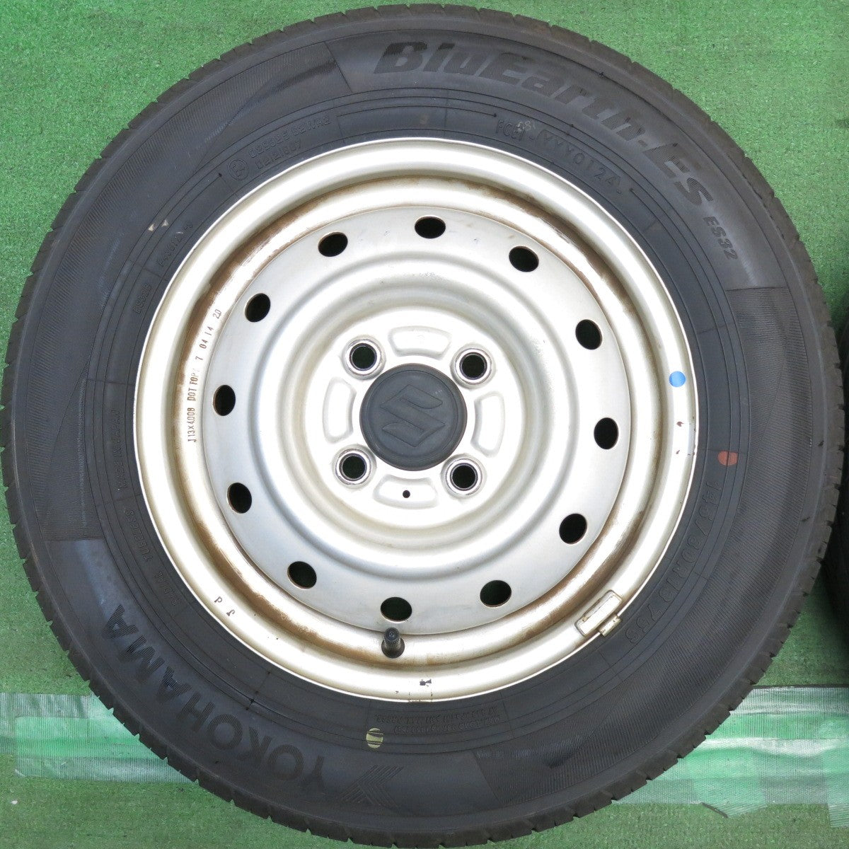 バリ溝！24年！8.5分◎スズキ アルト ワゴンR 純正 スチール 145/80R13 ヨコハマ BluEarth-ES ES32 ブルーアース 13インチ PCD100/4H◎6101505HAノ