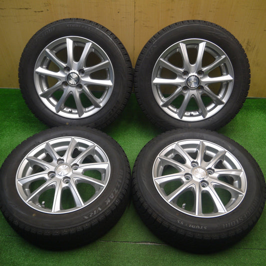 [送料無料] バリ溝！キレイ！8.5分★スタッドレス 155/65R14 ブリヂストン ブリザック VRX Lanx 社外 アルミ 14インチ PCD100/4H★4112701Hス