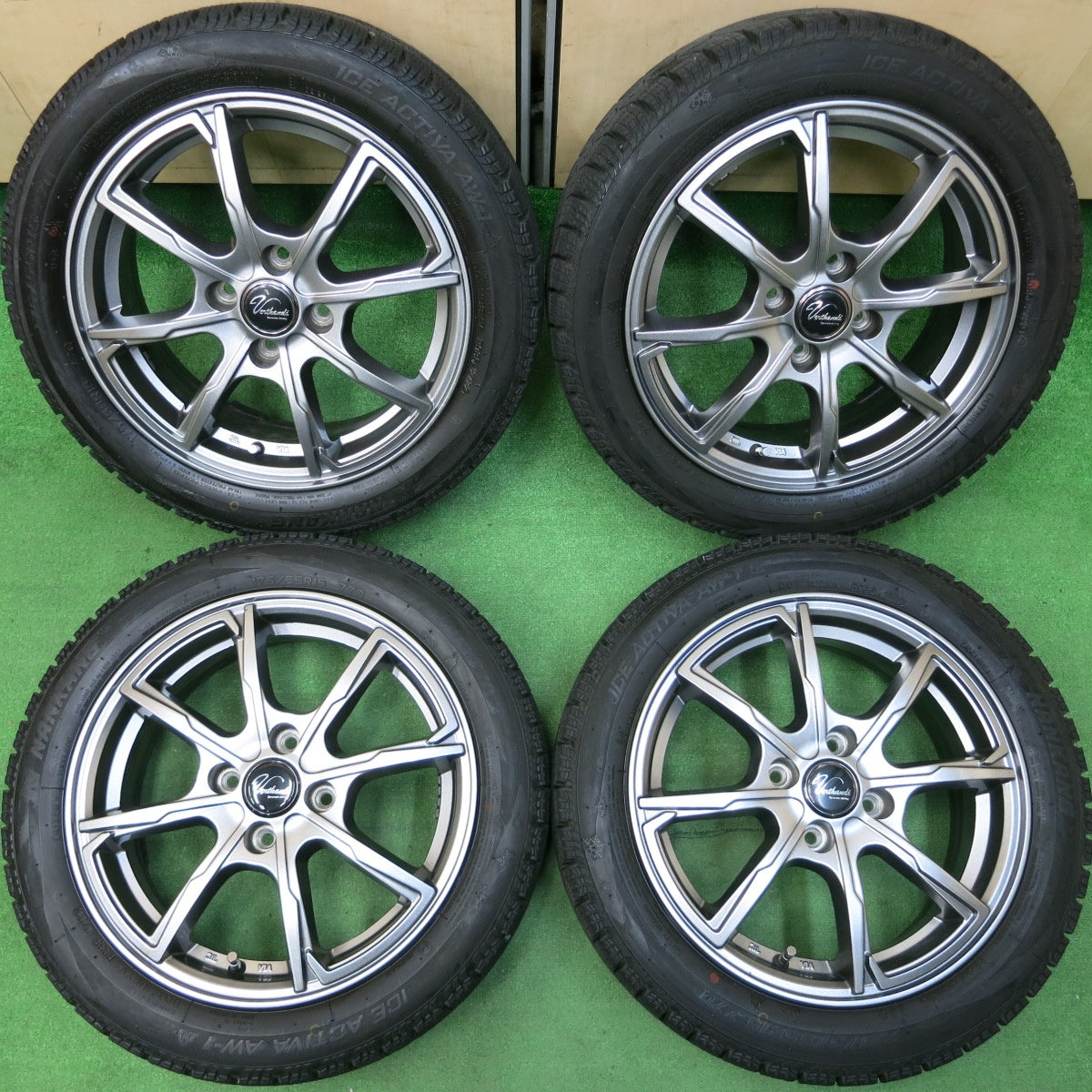 *送料無料* バリ溝！22年！キレイ！ほぼ10分★スタッドレス 175/55R15 ナンカン アイスアクティバ AW-1 Verthandi ヴェルザンディ PCD100/4H★4032604イス