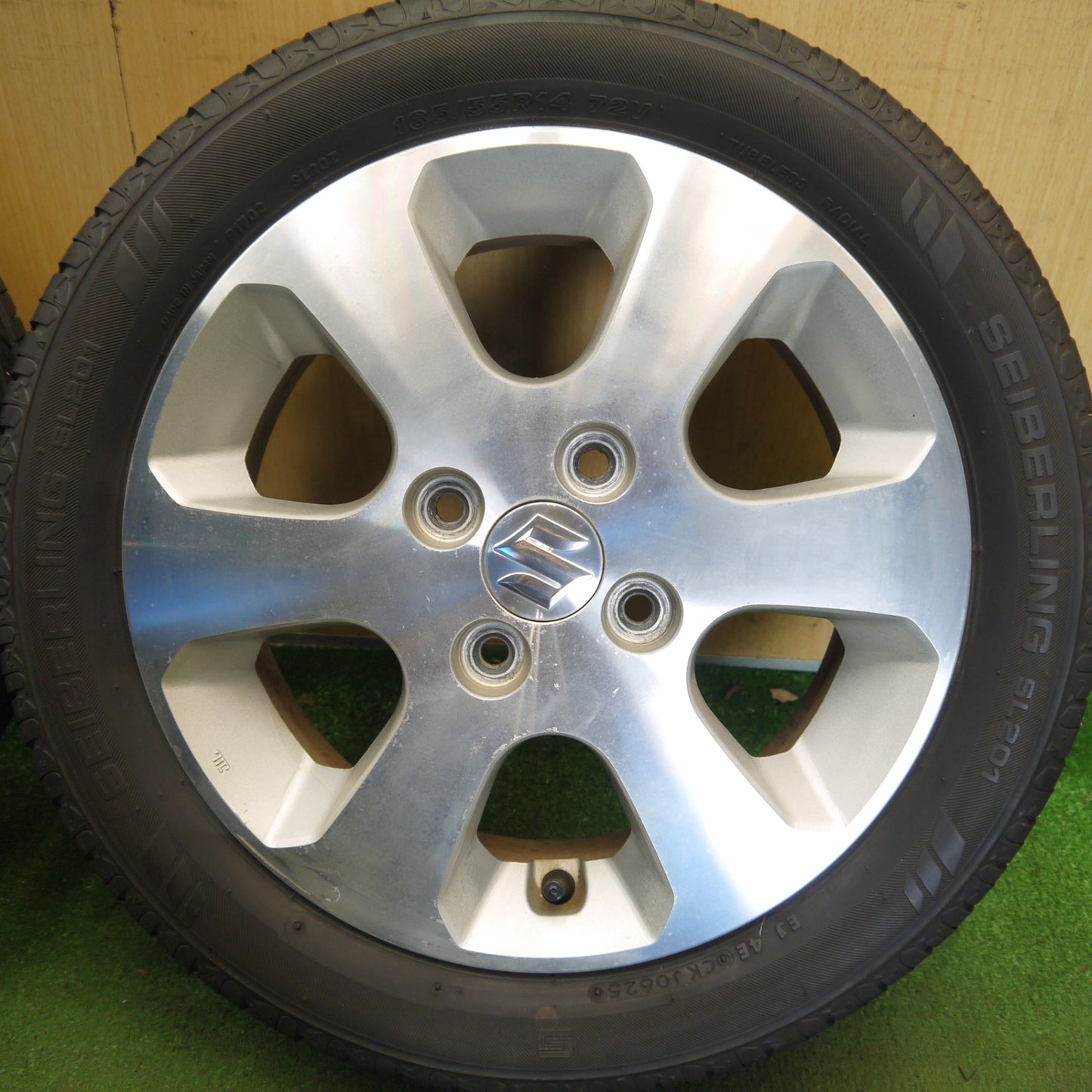 超バリ溝！25年！ほぼ10分◎スズキ ワゴンR 純正 165/55R14 セイバーリング SL201 14インチ PCD100/4H◎6061602Hノ