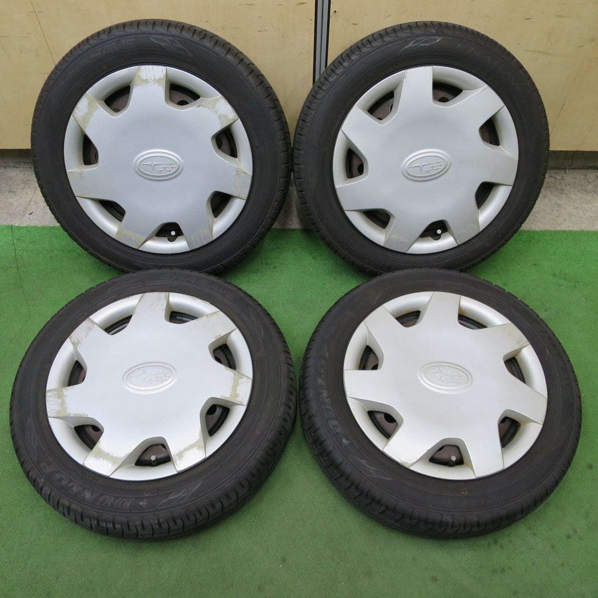 4本価格！23年★スバル ステラ プレオ 等 純正 スチール 155/65R14 ダンロップ エナセーブ EC204 14インチ PCD100/4H★6031805ナノ