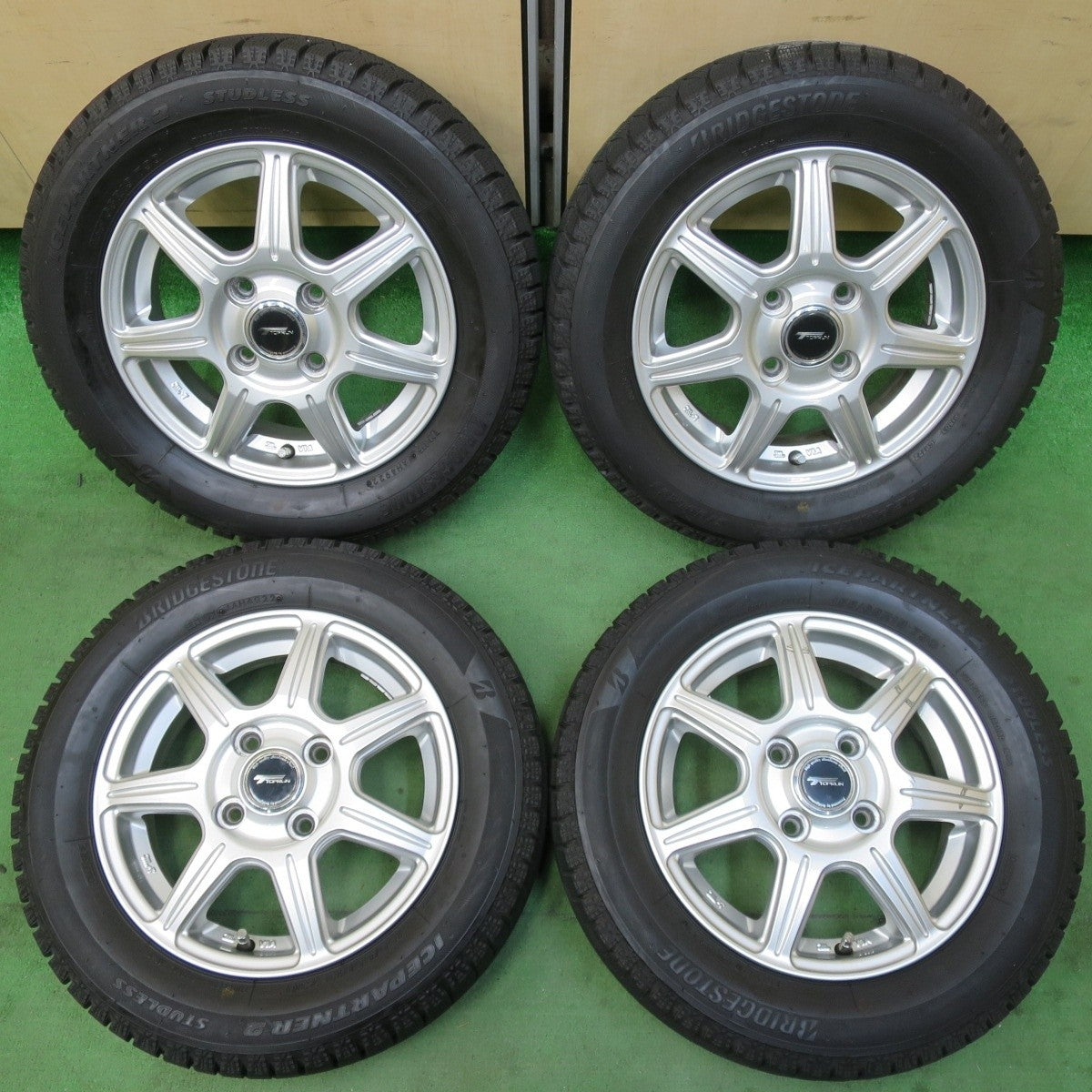 バリ溝！22年！キレイ！9分★スタッドレス 155/65R13 ブリヂストン アイスパートナー2 TOPRUN トップラン 13インチ PCD100/4H★5031710イス