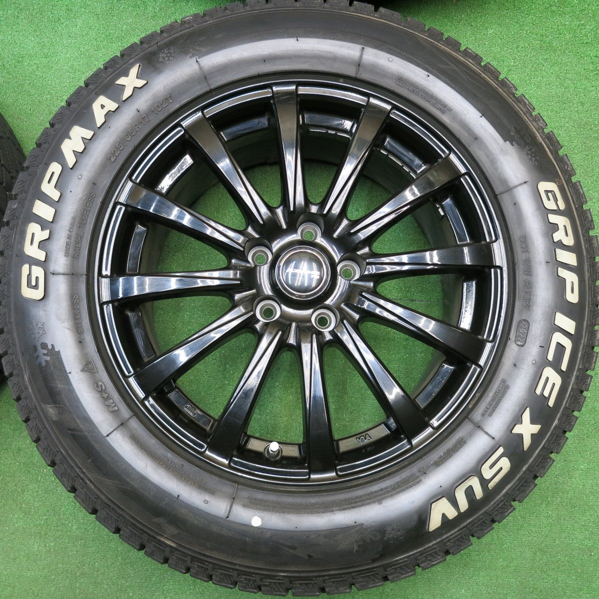 バリ溝！22年！キレイ！ほぼ10分★スタッドレス 225/65R17 グリップマックス GRIP ICE X SUV ホワイトレター AZANE FB アザーネ 17インチ PCD114.3/5H★5121409HAス
