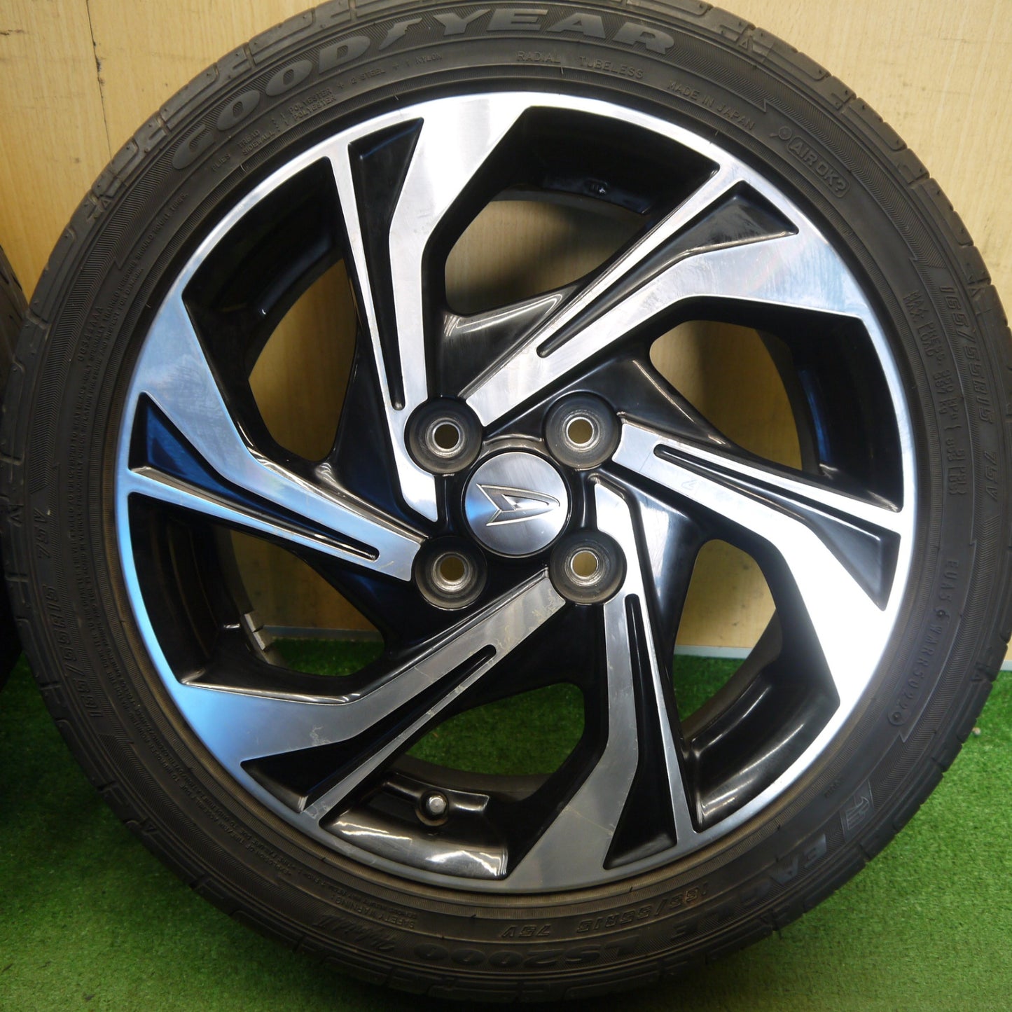 バリ溝！23年！8.5分◎ダイハツ LA600S タント カスタム RS 純正 165/55R15 グッドイヤー イーグル LS2000 hybrid 15インチ PCD100/4H◎6080401Hノ