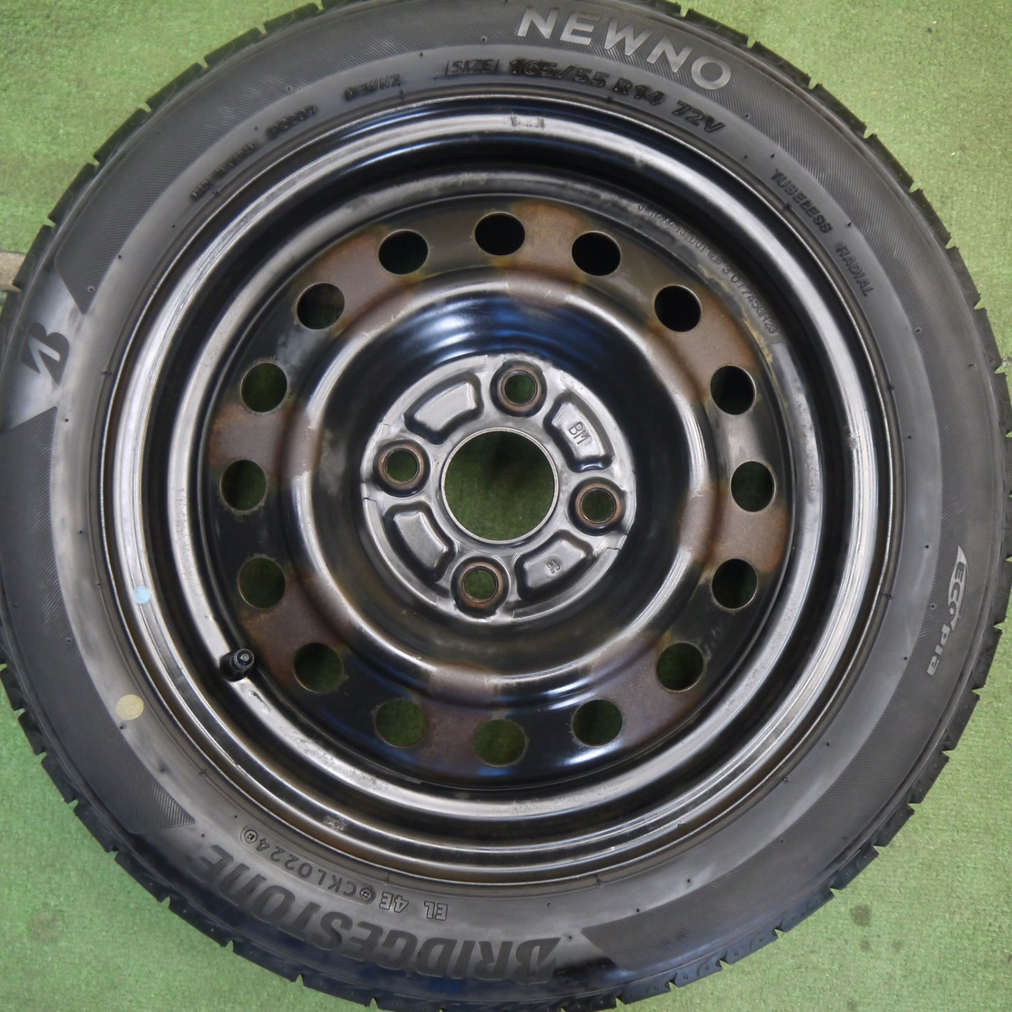 バリ溝！24年！9分★165/55R14 ブリヂストン NEWNO スチール ホイール ニューノ 14インチ 軽サイズ PCD100/4H★6052707Hノ