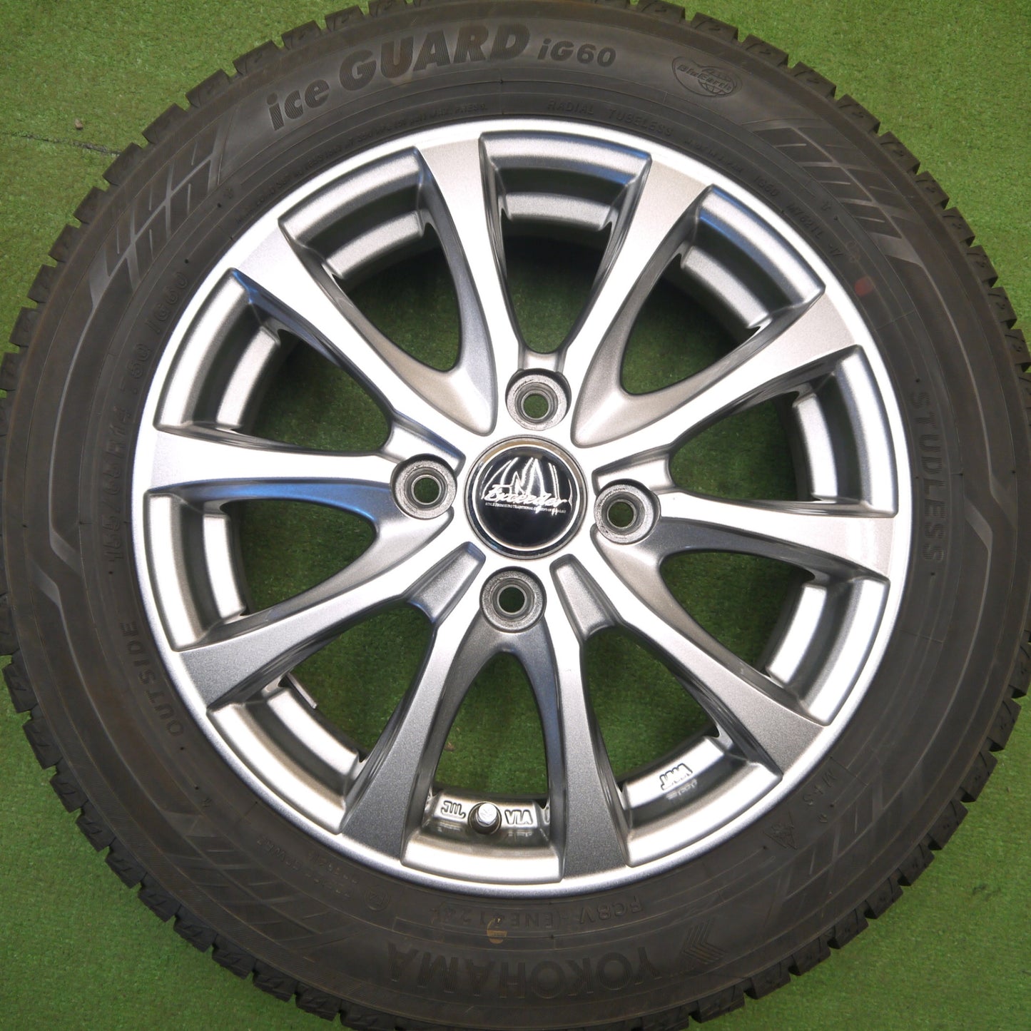 バリ溝！24年！キレイ！9.5分★スタッドレス 155/65R14 ヨコハマ アイスガード iG60 Exceeder エクシーダー 14インチ PCD100/4H★6020605Hス