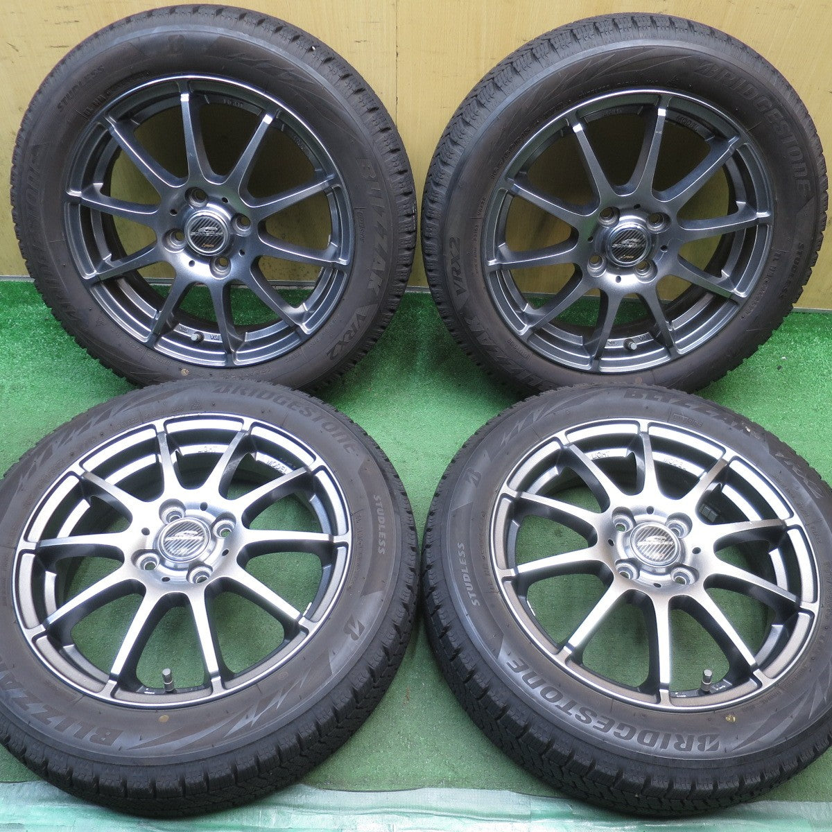バリ溝！23年！8.5分◎スタッドレス 165/60R15 ブリヂストン ブリザック VRX2 SCHNEIDER シュナイダー 15インチ ハスラー 等 PCD100/4H◎6101205NJス
