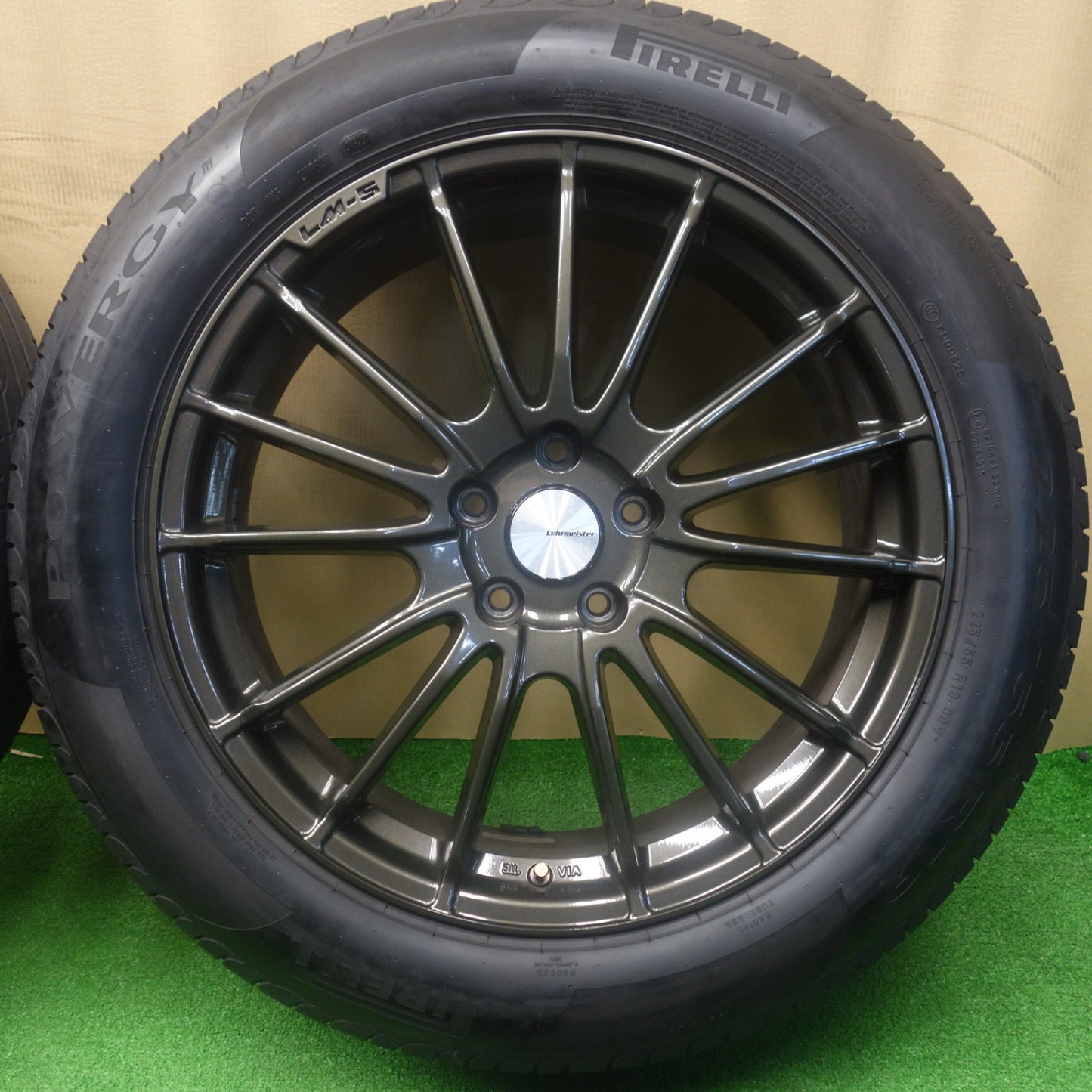 バリ溝！24年！キレイ！9分★Lehrmeister LM-S TRENTINO15 225/55R19 ピレリ POWERGY レアマイスター トレント15 パワジー 19インチ PCD114.3/5H★6041002KTノ