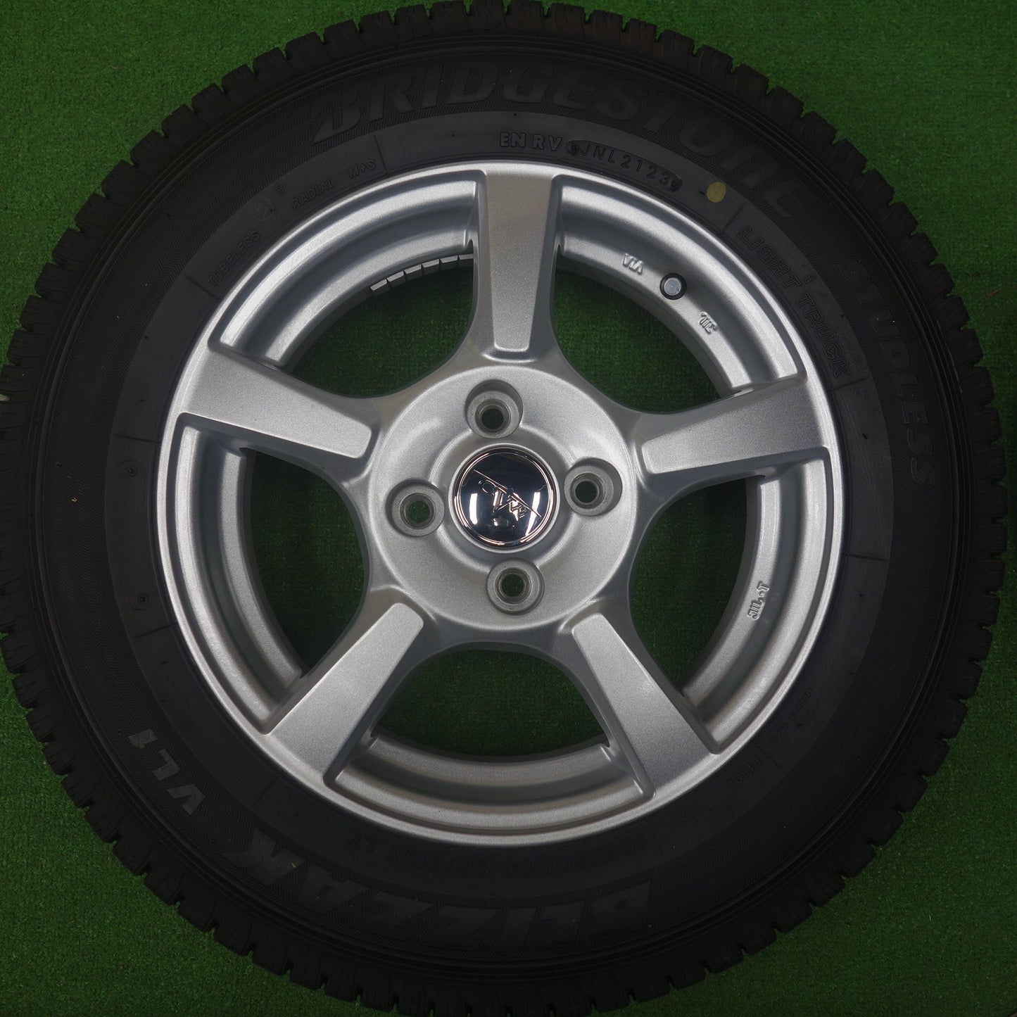 バリ溝！23年！キレイ！9.5分以上★スタッドレス 155/80R14 88/86N ブリヂストン ブリザック VL1 CVW 社外 アルミ 14インチ PCD100/4H★6040605KTス