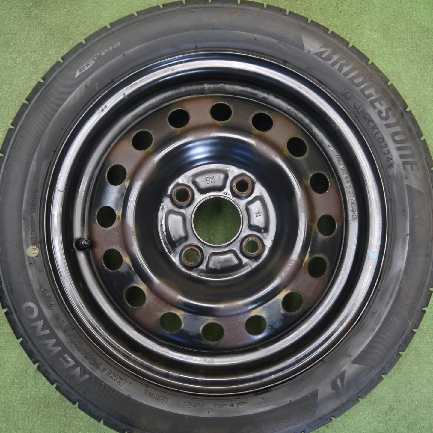 バリ溝！24年！9分★165/55R14 ブリヂストン NEWNO スチール ホイール ニューノ 14インチ 軽サイズ PCD100/4H★6052707Hノ