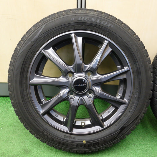 バリ溝！23年！キレイ！8.5分◎スタッドレス 155/65R14 ダンロップ ウインターマックス WM02 DUFACT デュファクト 14インチ PCD100/4H◎6091002KTス