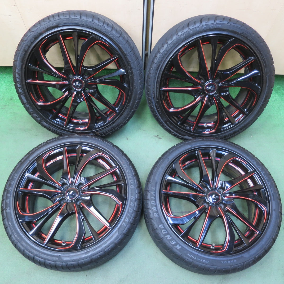 バリ溝！25年！9.5分◎LEONIS TE 205/45R17 ケンダ ラジアル カイザー レオニス 17インチ PCD100/4H◎6080507IMノ