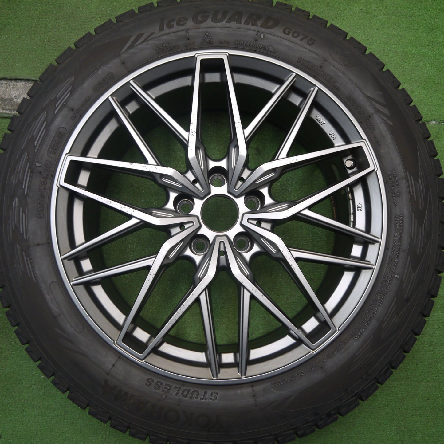 バリ溝！キレイ！9.5分★BMW 等 EUROBAHN nurburg MTX 225/60R18 スタッドレス ヨコハマ アイスガード G075 ユーロバーン ニュルブルグ PCD112/5H★5070811Hス