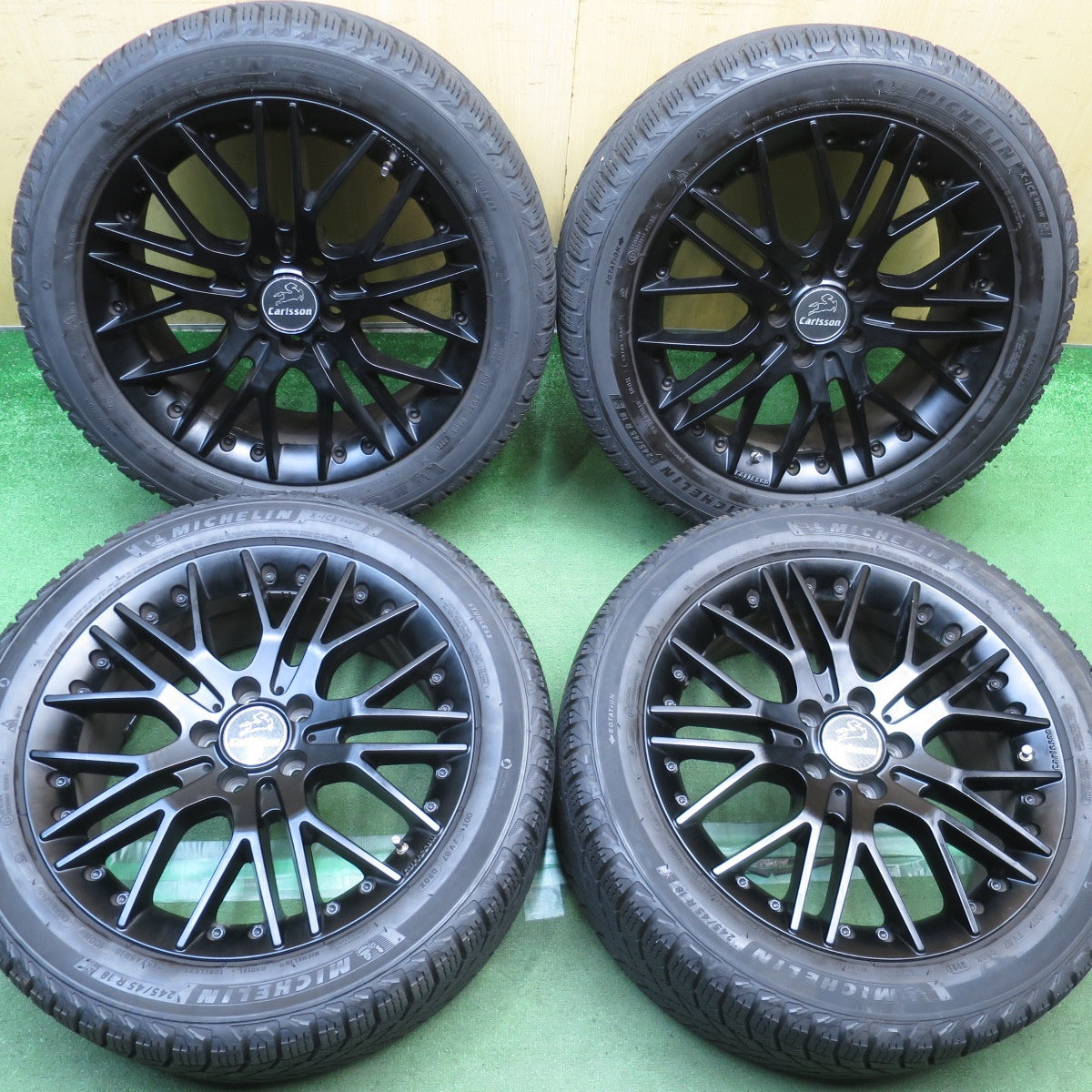 バリ溝！キレイ！9.5分◎アウディ 等 Carlsson 1/10X 245/45R18 スタッドレス ミシュラン X-ICE SNOW カールソン 18インチ PCD112/5H◎6092904NJス