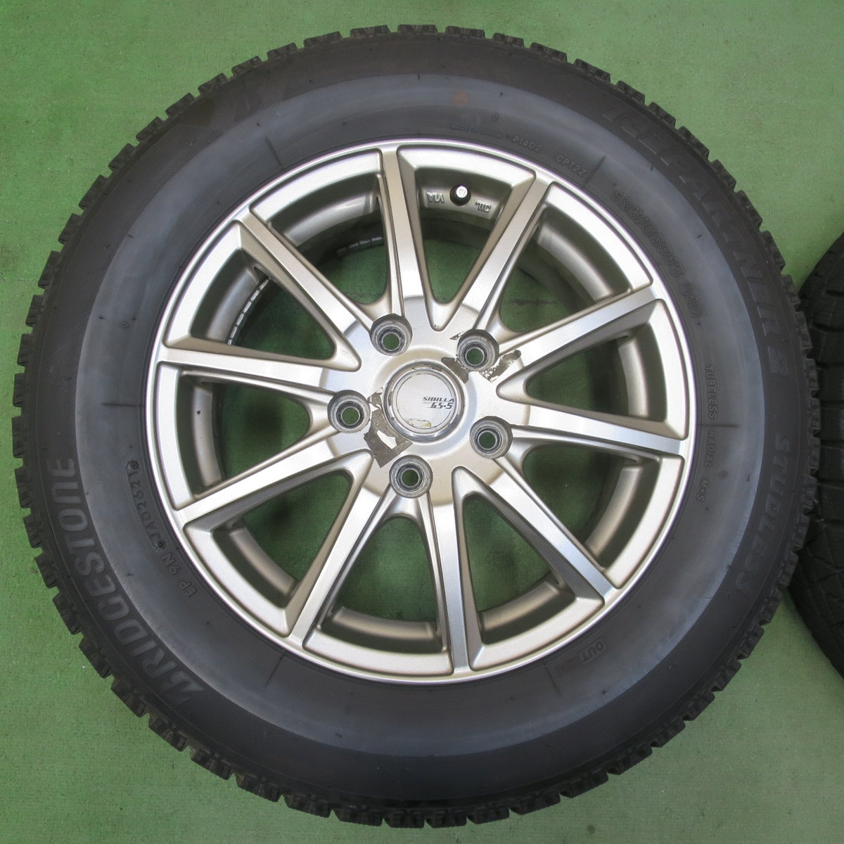 バリ溝！21年！9分★スタッドレス 195/65R15 ブリヂストン アイスパートナー2 SIBILLA NEXT GS-5 シビラ 15インチ PCD114.3/5H★5111404イス