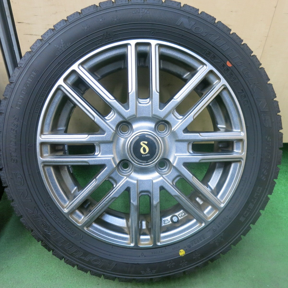 超バリ溝！24年！キレイ！ほぼ10分★スタッドレス 155/65R14 オートバックス ノーストレック N5 Tirado Epsilon ε ティラード イプシロン 14インチ PCD100/4H★5110701SKス