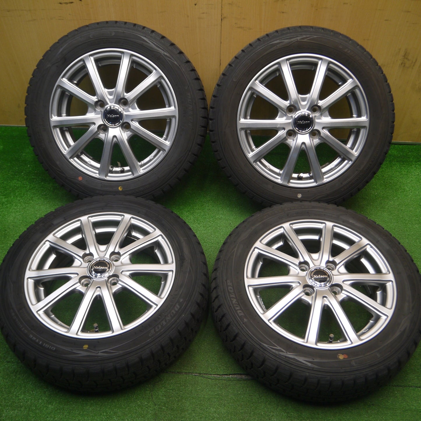 [送料無料] バリ溝！キレイ！9分★スタッドレス 155/65R14 ダンロップ ウインターマックス WM01 Nelson ネルソン 14インチ PCD100/4H★4120906Hス