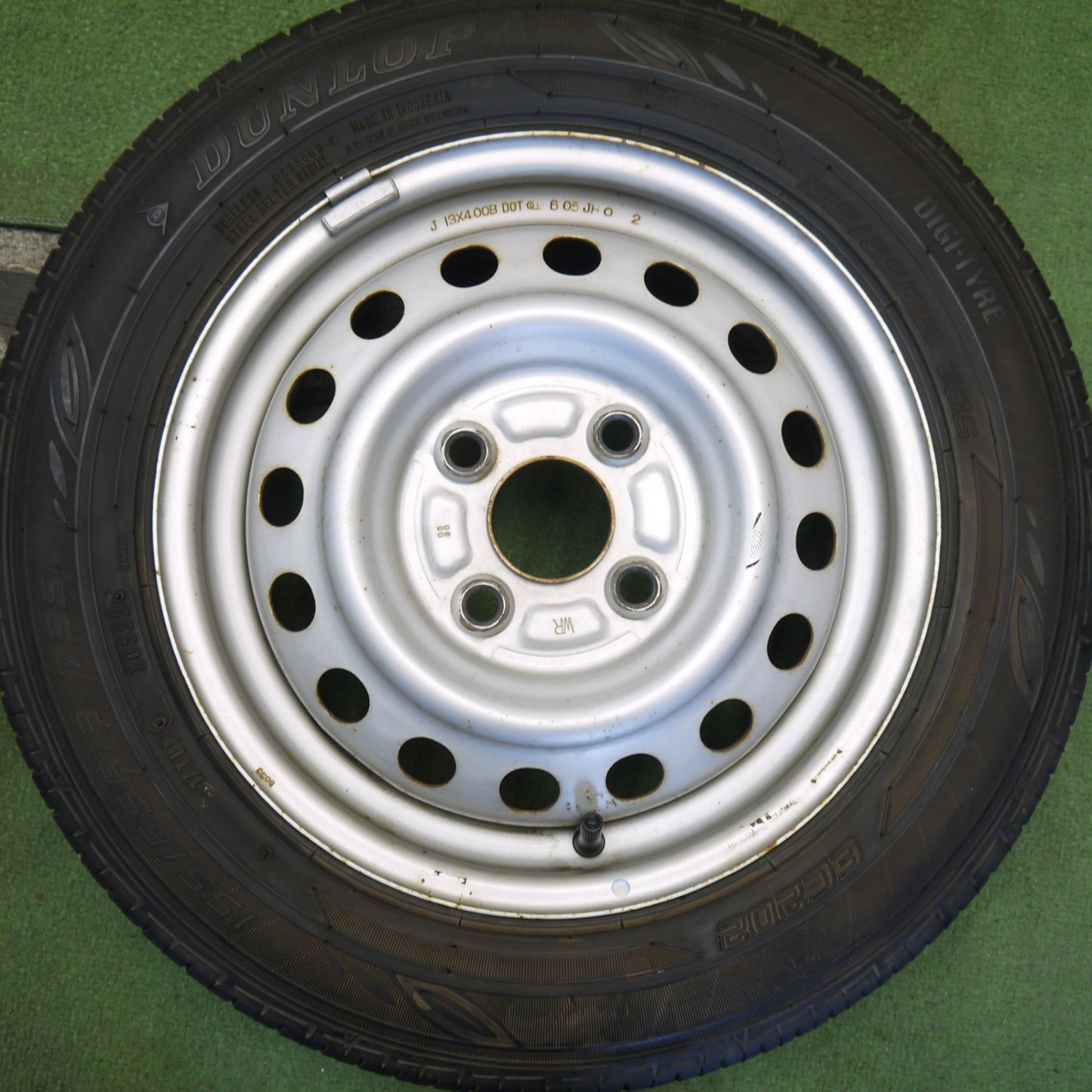 バリ溝！22年！8.5分◎スズキ ラパン 等 純正 スチール 155/65R13 ダンロップ EC202 13インチ PCD100/4H◎6080507Hノ