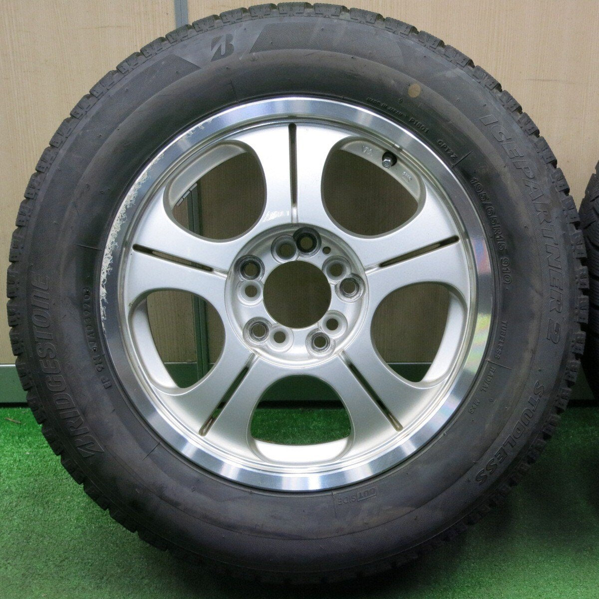 バリ溝！20年！キレイ！8.5分★スタッドレス 195/65R15 ブリヂストン アイスパートナー2 社外 アルミ 15インチ PCD100 114.3/5H マルチ★4121804NJス