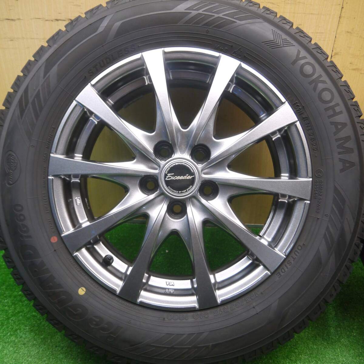 バリ溝！22年 9.5分★プリウス等 195/65R15 スタッドレス ヨコハマ アイスガード iG60 エクシーダー PCD100/5H★4102507Hス