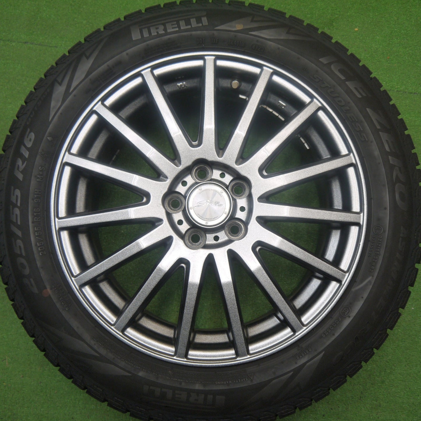 バリ溝！23年！キレイ！8.5分★86 BRZ 等 205/55R16 スタッドレス ピレリ アイスゼロ アシンメトリコ SEIN RACING S ザイン レーシング 16インチ PCD100/5H★5122406Hス