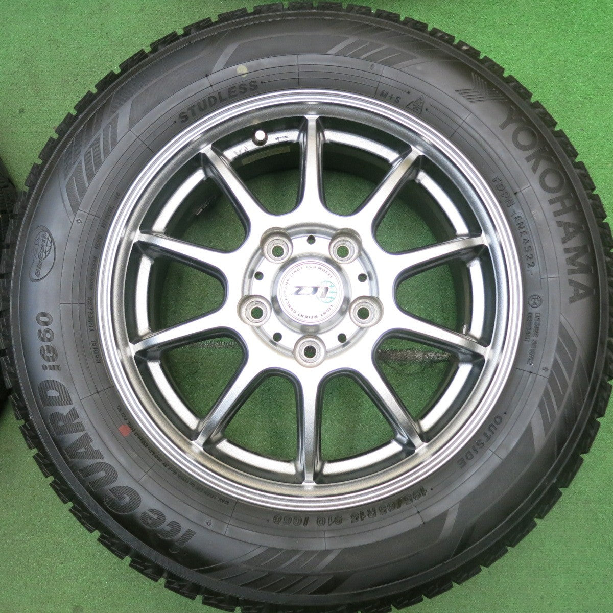 バリ溝！22年！キレイ！9.5分★スタッドレス 195/65R15 ヨコハマ アイスガード iG60 LCZ 社外 アルミ 15インチ PCD114.3/5H★5062815HAス
