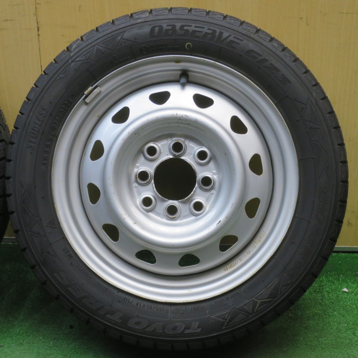 バリ溝！24年！9.5分以上★スタッドレス 155/65R14 トーヨー オブザーブ GIZ3 スチール ホイール 14インチ PCD100 114.3/4H マルチ★6051910NJス