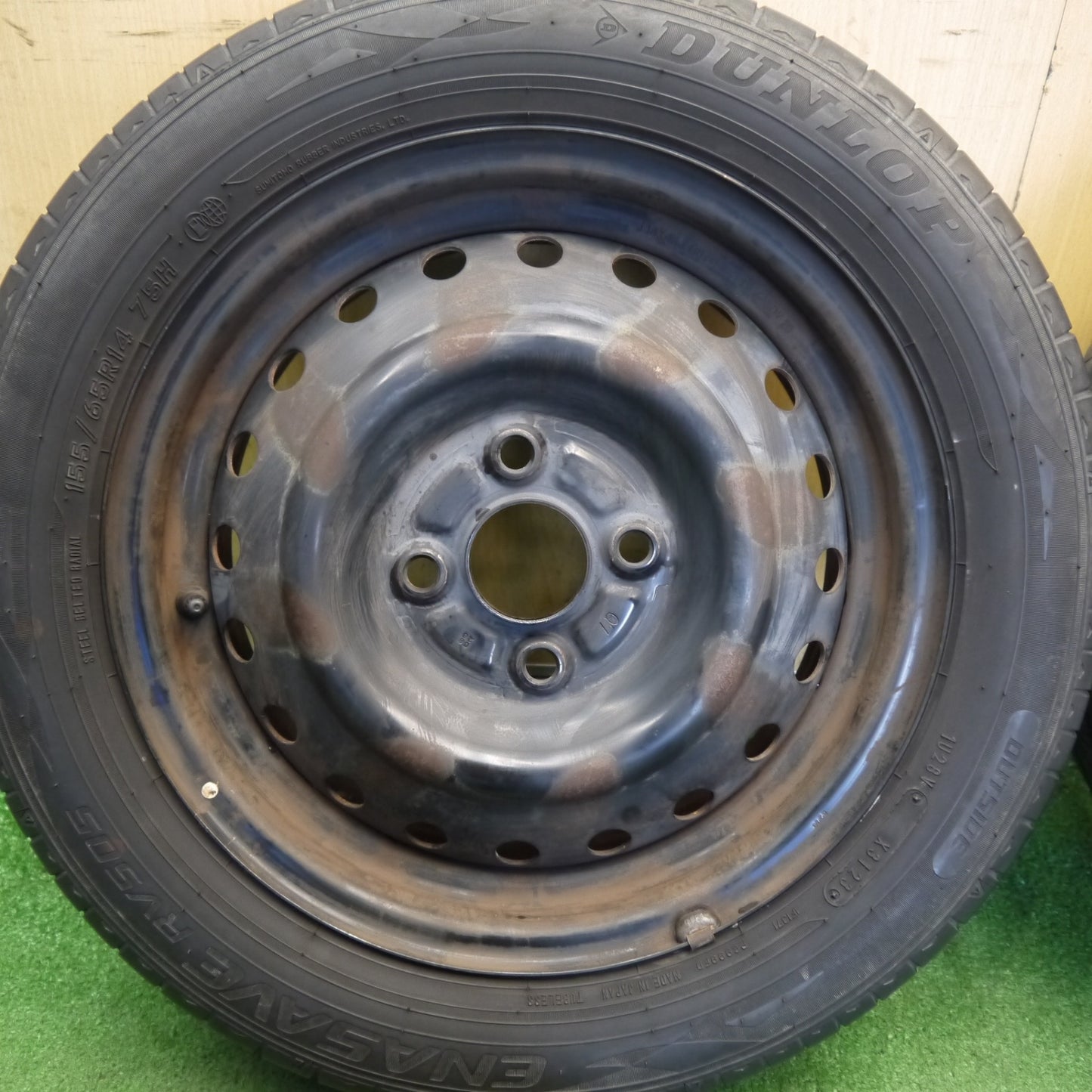 4本価格！23年◎155/65R14 ダンロップ エナセーブ RV505 スチール ホイール 14インチ PCD100/4H◎6072707Hノ