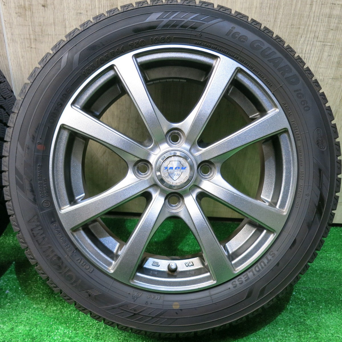 バリ溝！23年！キレイ！9.5分以上★スタッドレス 155/65R14 ヨコハマ アイスガード iG60 ZACK JP-110 MONZA ザック モンツァ 14インチ PCD100/4H★5113016HAス