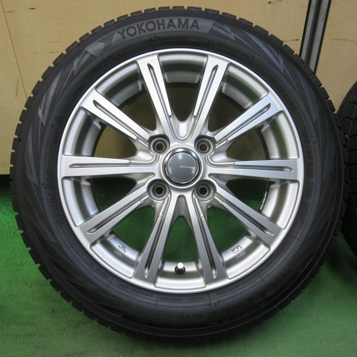 バリ溝！22年！キレイ！8.5分★スタッドレス 155/65R14 ヨコハマ アイスガード iG70 MiLLOUS ミルアス 14インチ PCD100/4H★5100202イス