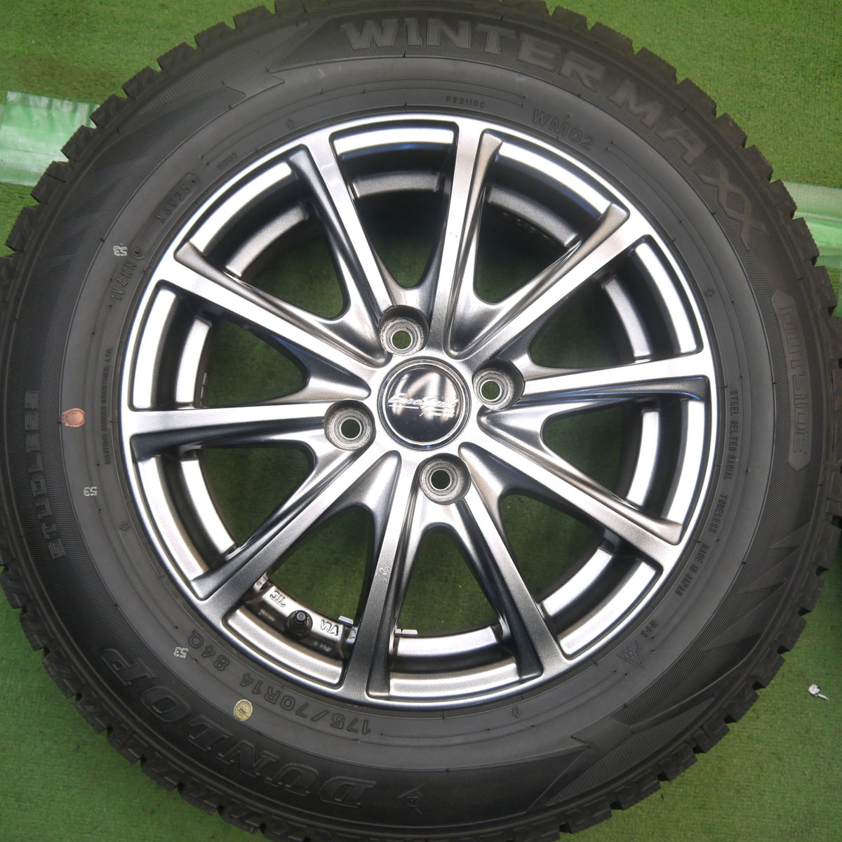 ほぼ未使用！25年◎スタッドレス 175/70R14 ダンロップ ウインターマックス WM02 EuroSpeed MANARAY SPORT ユーロスピード マナレイ スポーツ 14インチ PCD100/4H◎6091505Hス