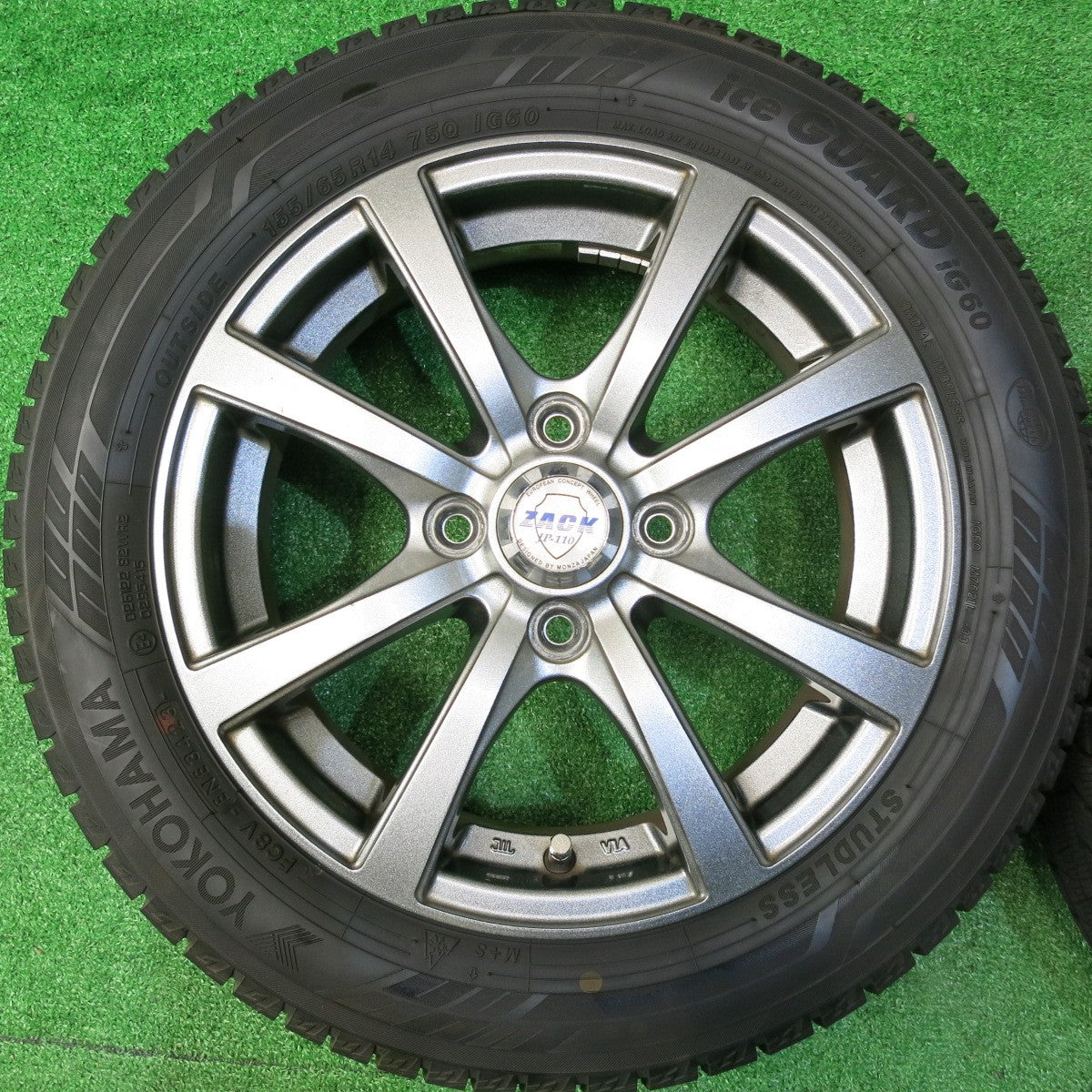 バリ溝！23年！キレイ！9.5分以上★スタッドレス 155/65R14 ヨコハマ アイスガード iG60 ZACK JP-110 MONZA ザック モンツァ 14インチ PCD100/4H★5113016HAス