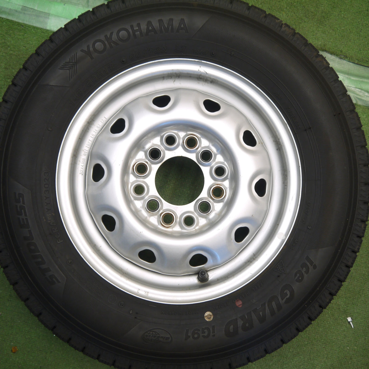 バリ溝！23年！9.5分以上◎スタッドレス 145/80R12 80/78N ヨコハマ アイスガード iG91 TOPY スチール ホイール 12インチ PCD 100 110 114.3/4H マルチ◎6100605Hス