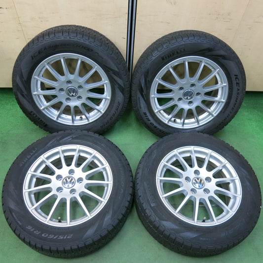 [送料無料] キレイ★ワーゲン 等 IRVINE F01 215/60R16 スタッドレス ピレリ アイスアシンメトリコ プラス アーヴィン 16インチ PCD112/5H★4122504SYス