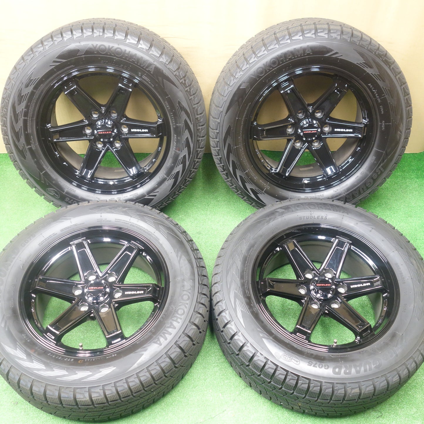 バリ溝！23年！キレイ！9.5分★KEELER TACTICS 265/60R18 スタッドレス ヨコハマ アイスガード G075 キーラー タクティクス 18インチ PCD139.7/6H★6011702KTス