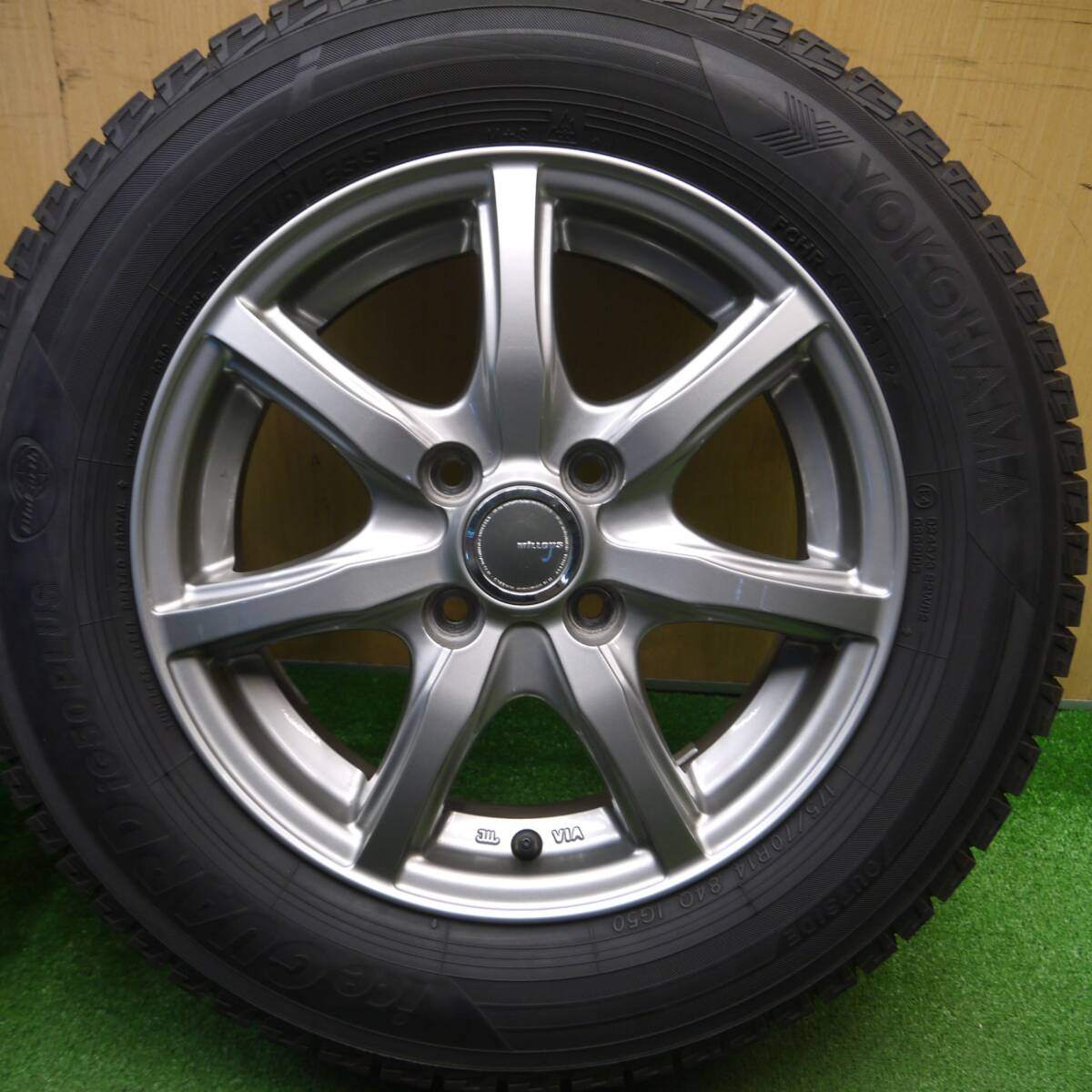バリ溝！キレイ！9.5分★スタッドレス 175/70R14 ヨコハマ アイスガード iG50 プラス MiLLOUS ミルアス 14インチ PCD100/4H★5011706Hス