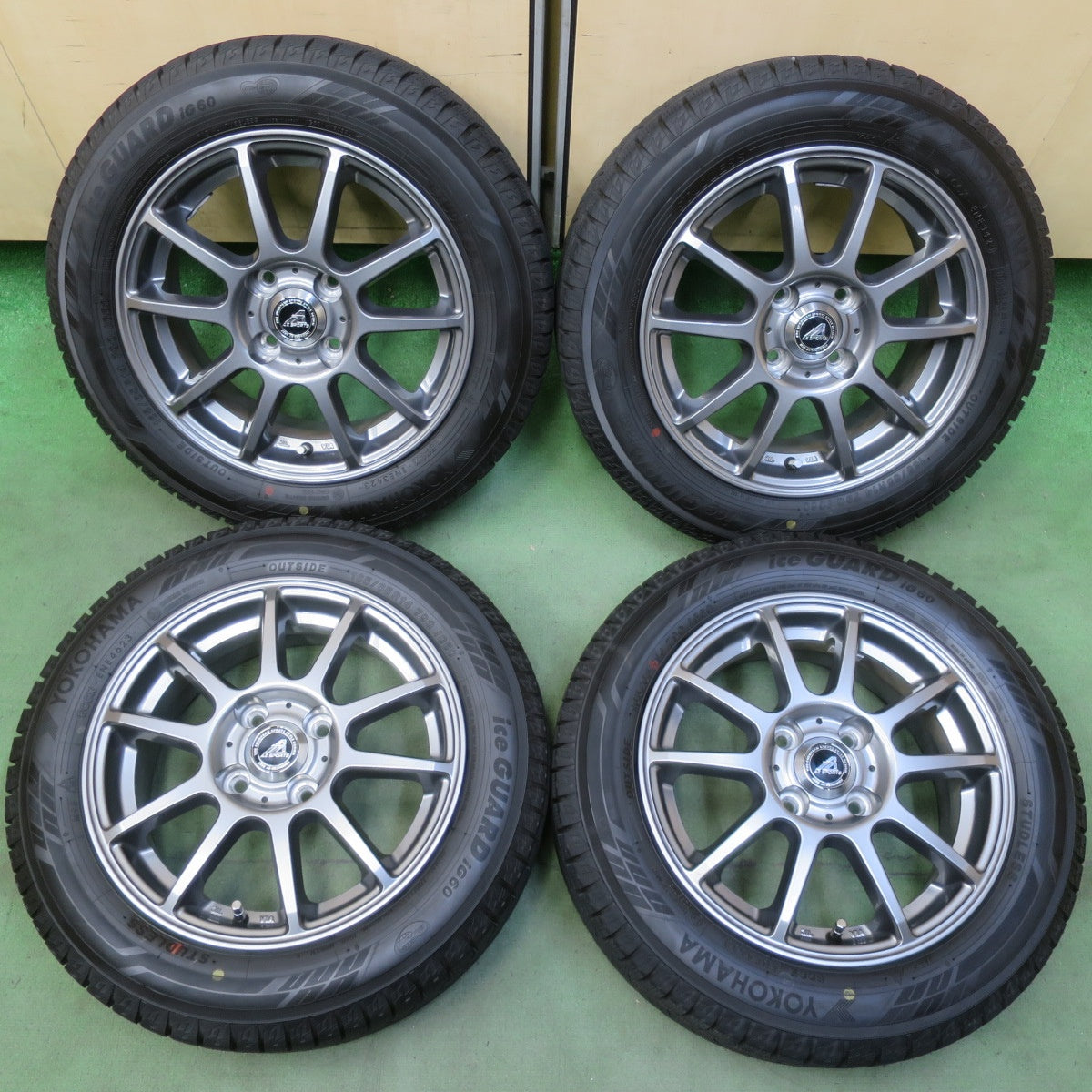 バリ溝！23年！キレイ！ほぼ10分◎スタッドレス 165/65R14 ヨコハマ アイスガード iG60 AZ SPORTS AZスポーツ 14インチ PCD100/4H◎6072306イス