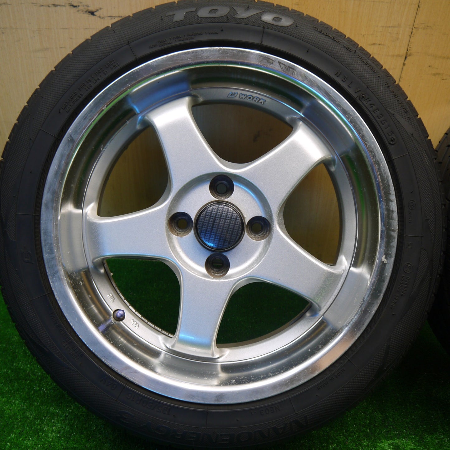 バリ溝！9.5分！2本★WORK MEISTER S1 195/50R16 トーヨー ナノエナジー3 ワーク マイスター 16インチ PCD100/4H★5100803Hノ