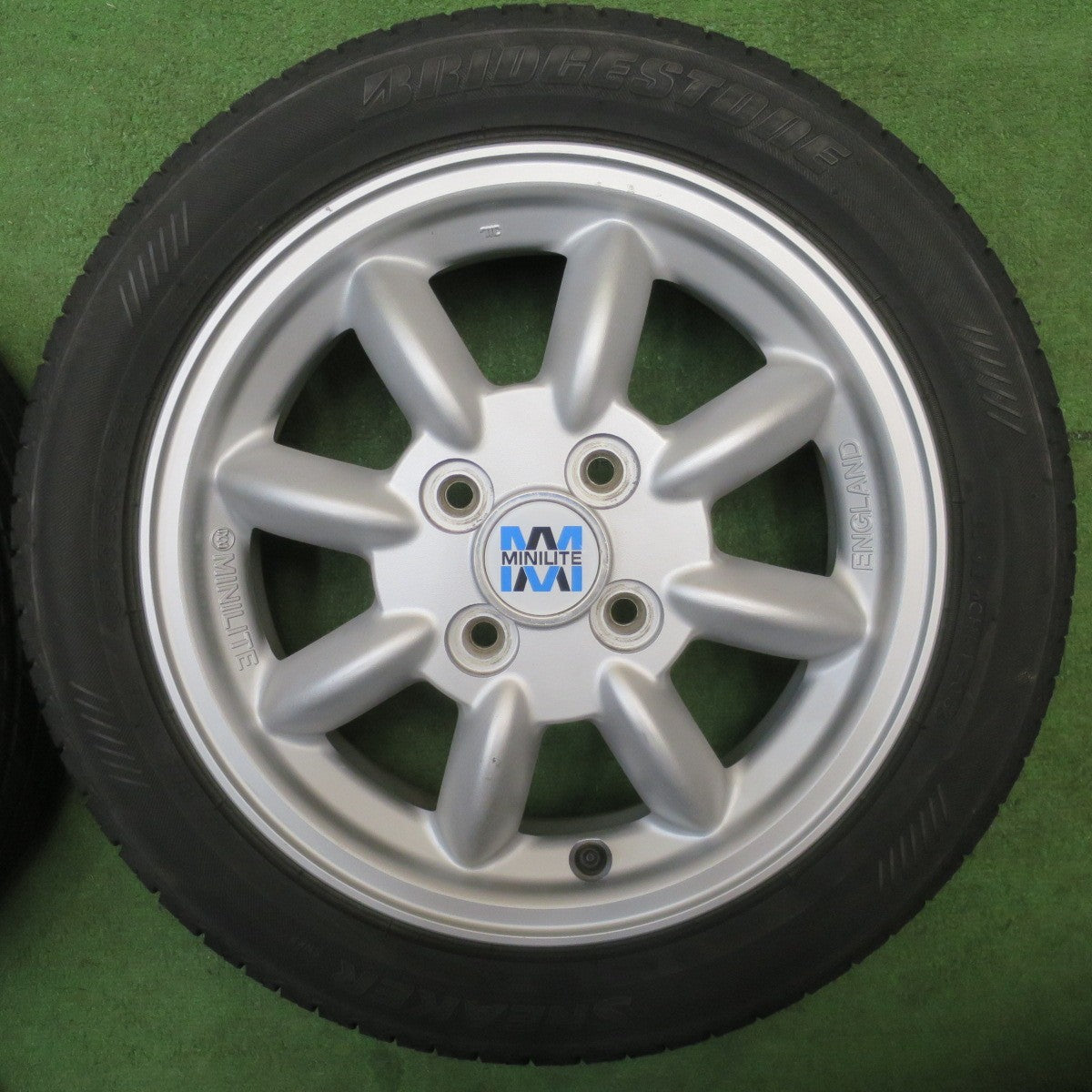 バリ溝！9分★ダイハツ ミラジーノ 純正 MINILITE 165/55R14 ブリヂストン スニーカー SNK2 14インチ ミニライト PCD100/4H★6050810NJノ