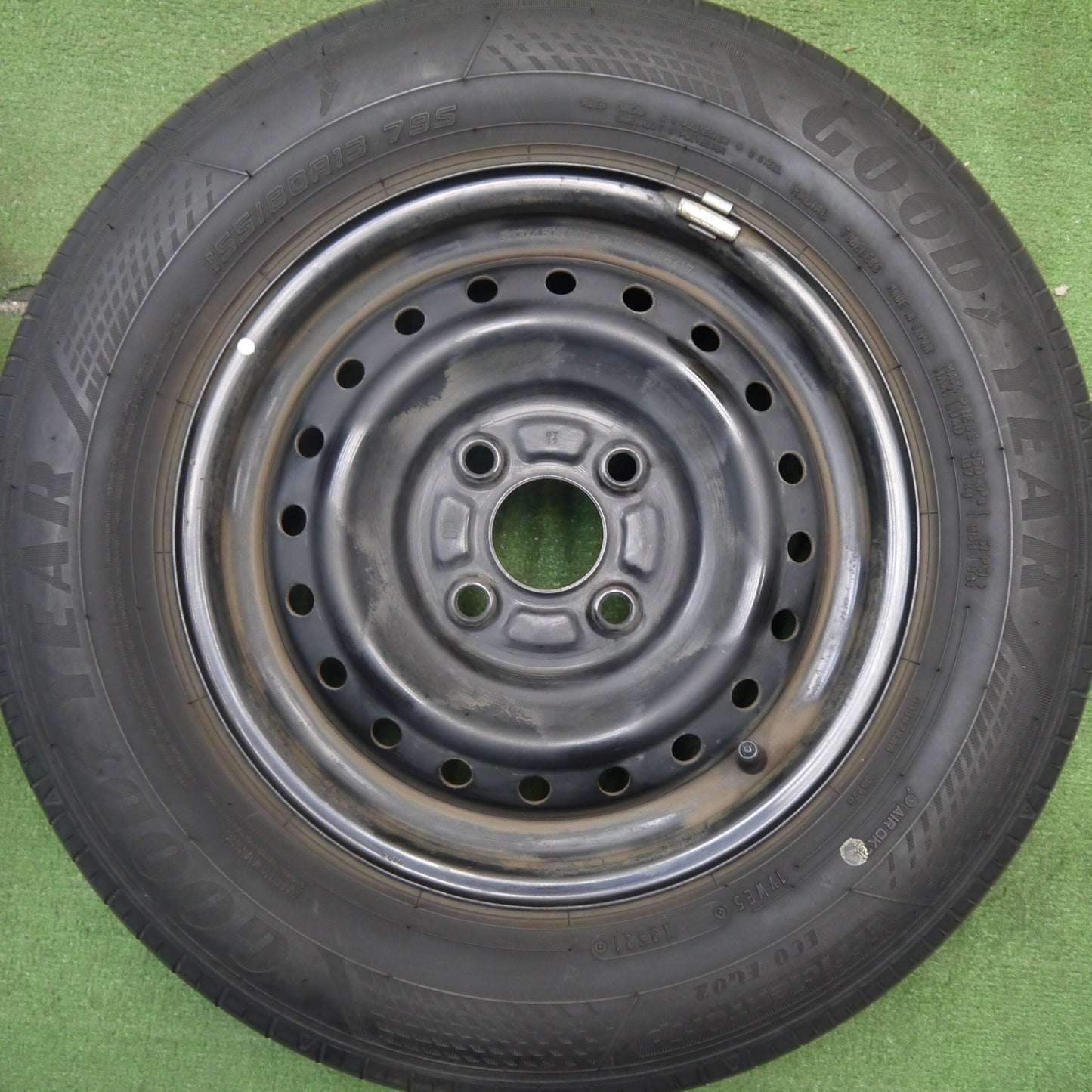 バリ溝！21年！9.5分★155/80R13 グッドイヤー EfficientGrip ECO EG02 スチール ホイール 13インチ PCD100/4H★5051408Hノ