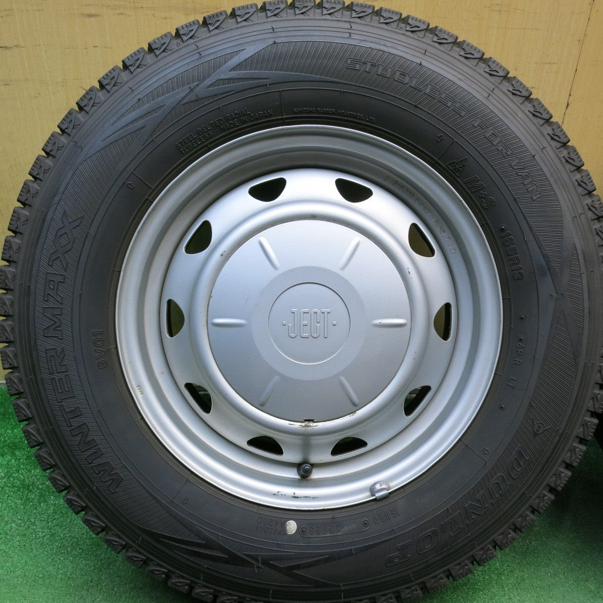 バリ溝！23年！ほぼ10分◎スタッドレス 165R13 6PR ダンロップ ウインターマックス SV01 ・JECT・ スチール ホイール 13インチ PCD100 110 114.3/4H マルチ◎6101006HAス