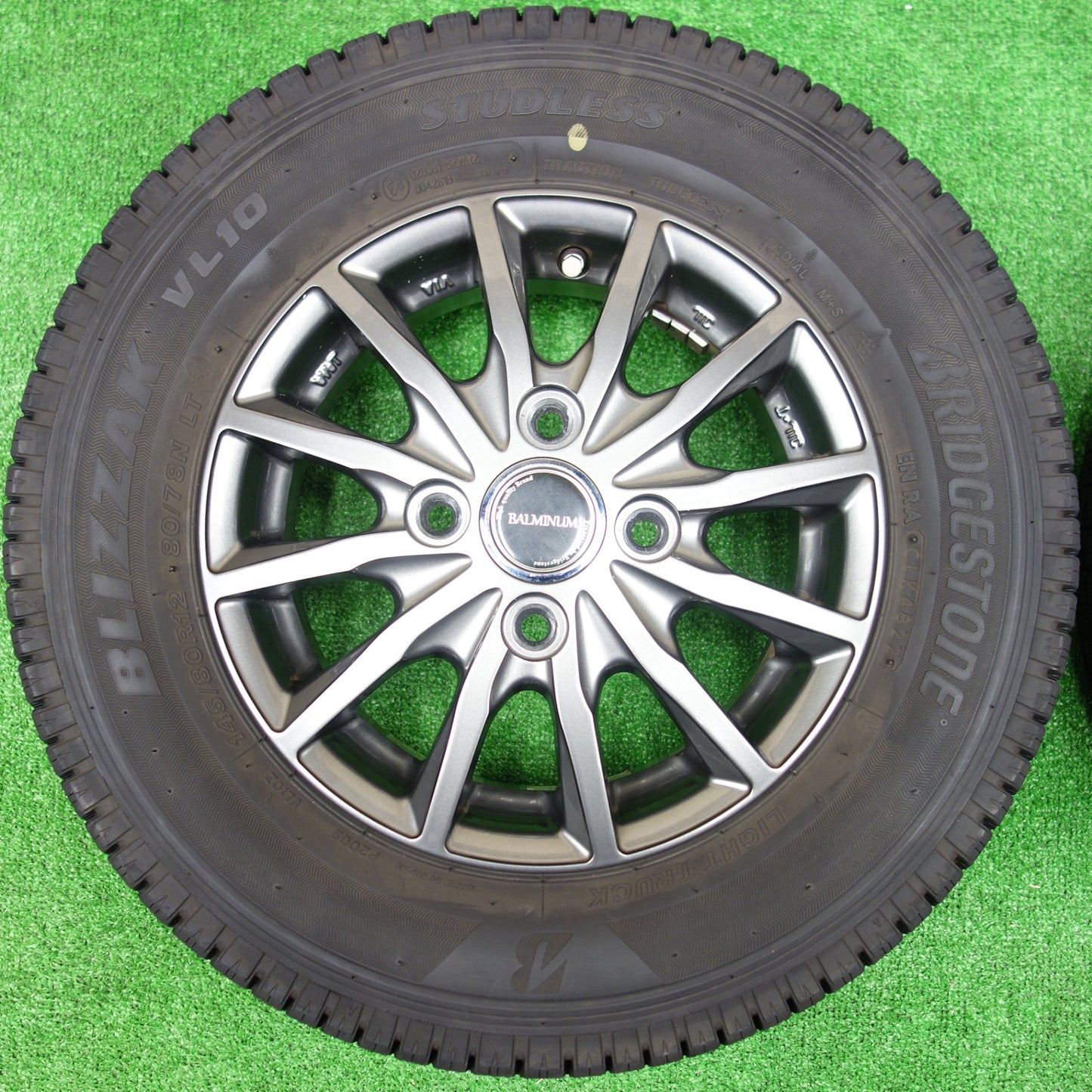 バリ溝！22年！キレイ！9.5分★スタッドレス 145/80R12 80/78N ブリヂストン ブリザック VL10 BALMINUM バルミナ AR12 12インチ PCD100/4H★5112102KTス