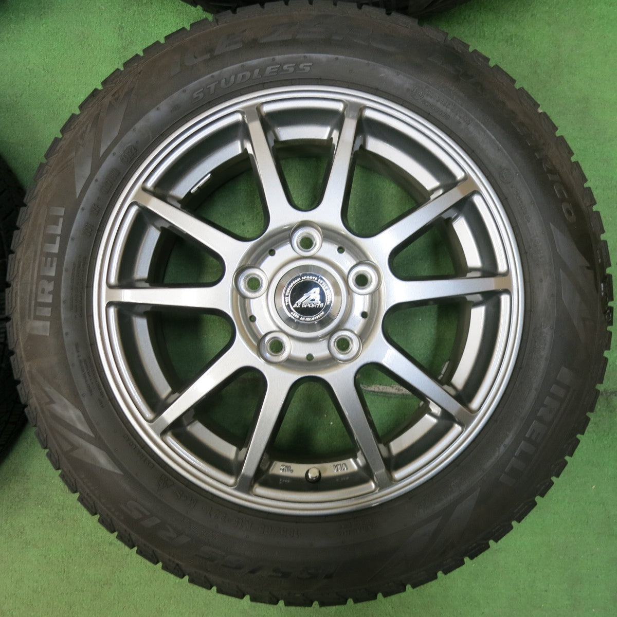 [送料無料] バリ溝！22年！キレイ！9分★スタッドレス 185/65R15 ピレリ アイスゼロ アシンメトリコ AZ SPORTS AZスポーツ 15インチ PCD114.3/5H★4120411SYス